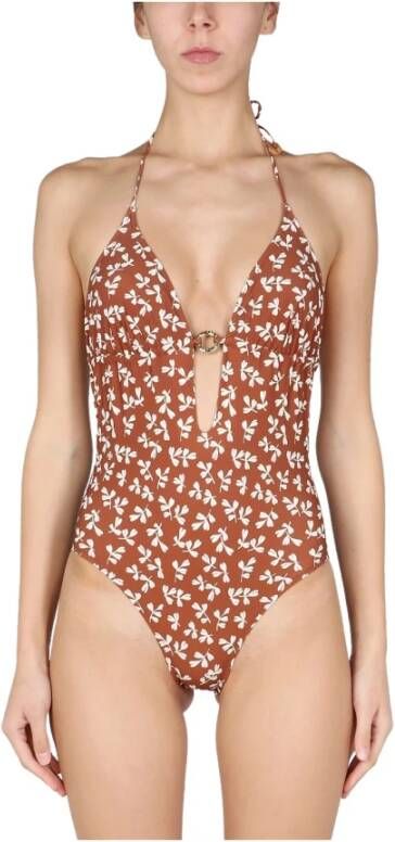 TORY BURCH Een stuk bedrukt zwempak , Beige, Dames