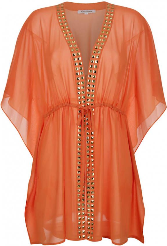 alba moda Pareo met goudkleurige klinknageltjes Oranje