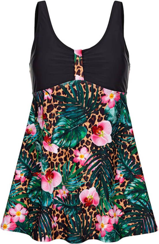 maritim Badjurk met een modieuze patronenmix Zwart/Groen/Bruin