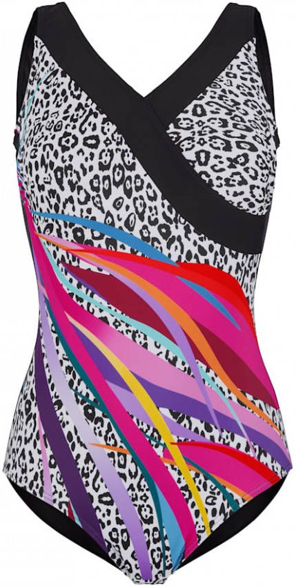 maritim Badpak in flatterend wikkelmodel Zwart/Wit