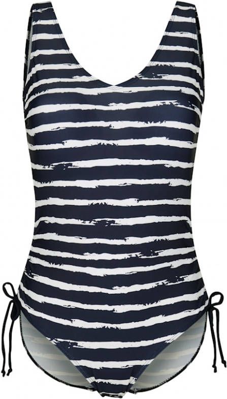 maritim Badpak met bindbandjes opzij Marine/Wit