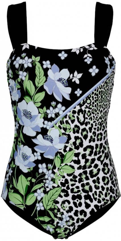 maritim Badpak met een modieuze patronenmix Zwart/Groen