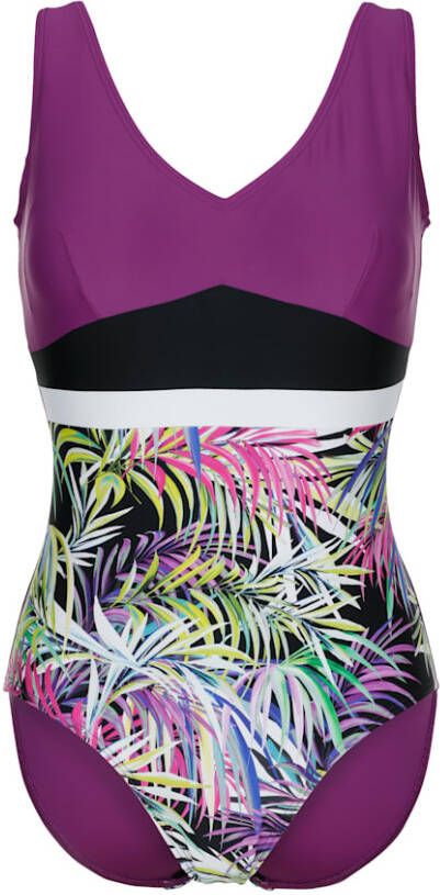 maritim Badpak met een modieuze patronenmix Zwart/Paars/Groen
