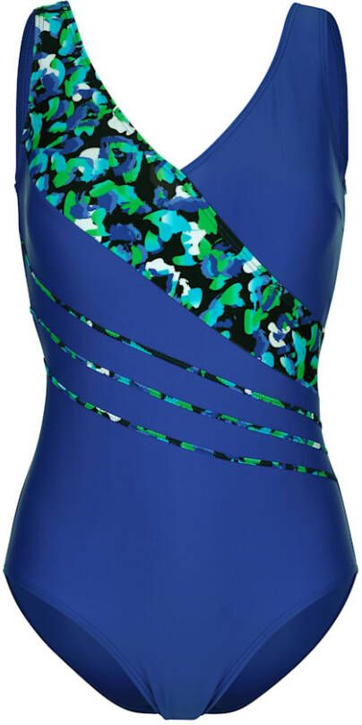 maritim Badpak met gedessineerde bies voor Royal blue