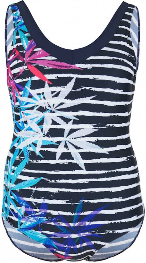 maritim Badpak met print voor Marine/Wit