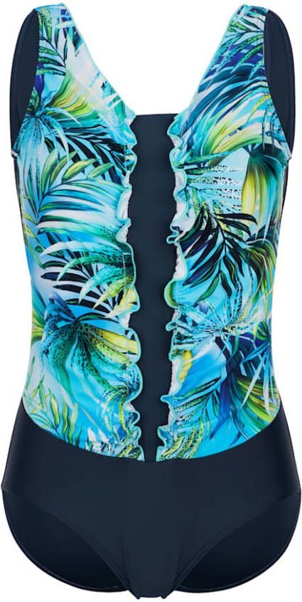 maritim Badpak met ruches Turquoise/Geel/Groen