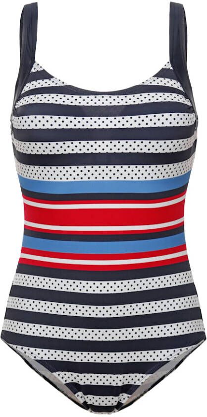maritim Badpak met strependessin Marine/Rood/Wit