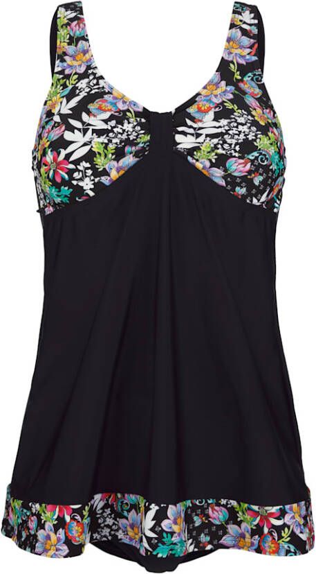 maritim Tankini in flatterend model Zwart/Pink/Paars