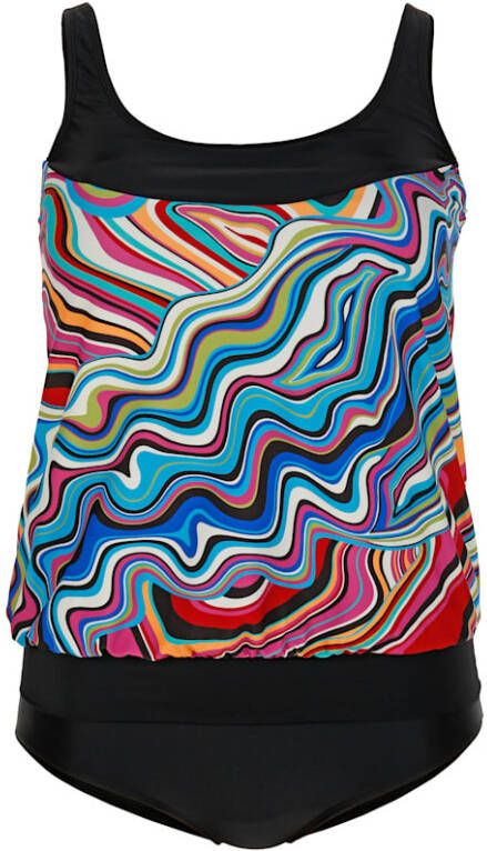 maritim Tankini met bloezend topje Blauw/Pink