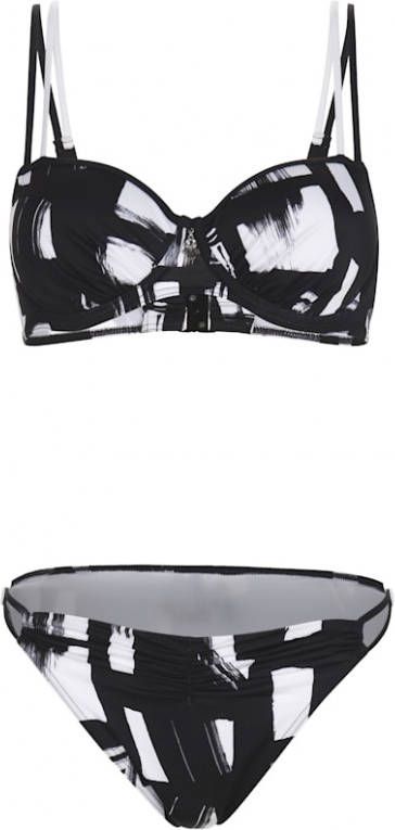 Opera Bikini met grafisch zwart wit dessin Zwart
