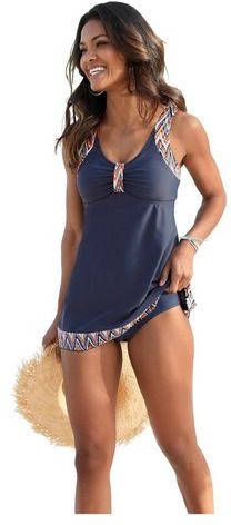 Tankini bovendeel in marine/bont bedrukt van feel good