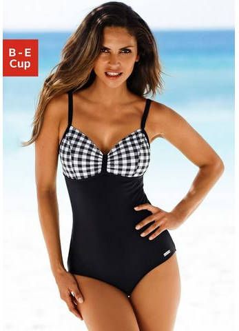 Lascana Badpak met zwart witte contrastdetails en modellerend effect