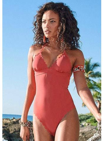 Lascana Badpak Scallop, met gelaserde golvende rand