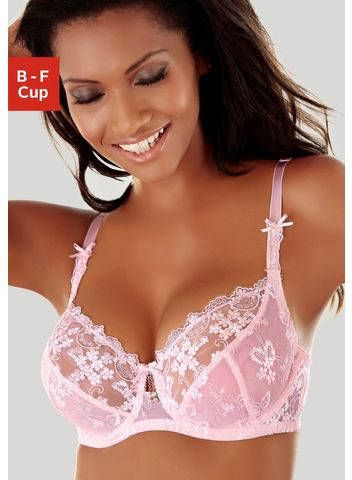 LASCANA beugelbeha met transparante borduurkant aan de bovenkant van de cups