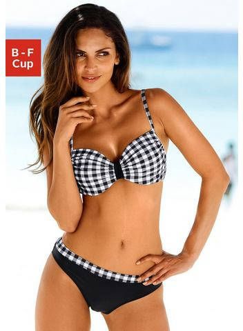 Lascana Beugelbikini zwart witte ruitprint