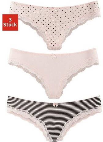 Lascana Brasil slip met fijne kant(set, 3 stuks )
