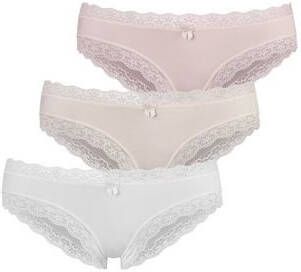 Lascana Brasil slip met gebloemde kant(set, 3 stuks )