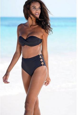 Lascana Highwaist bikinibroekje Italy Goudkleurige sierringen