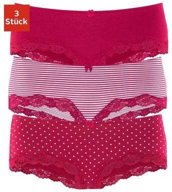 Lascana Hipster met fijne kant(set, 3 stuks )
