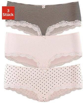 Lascana Hipster met fijne kant(set, 3 stuks )