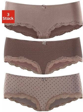 Lascana Hipster met fijne kant(set, 3 stuks )
