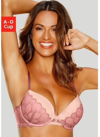 Lascana Push up bh Belinda Cups van mooie satijnstof met kant overtrokken