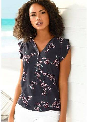 Lascana Shirttop, (set van 2), met vleermuismouwtjes en bloemenprint