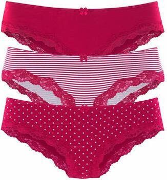 Lascana Slip met fijne kant(set, 3 stuks )