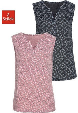Lascana Strandtop met kleine schouderrimpeling(Set van 2 )