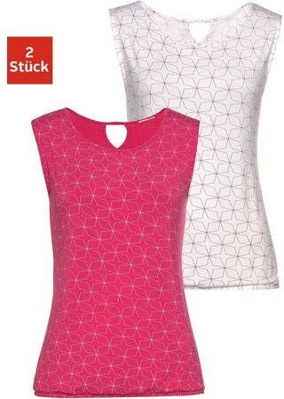 Lascana Tanktop met kleine cut out in de nek(Set van 2 )