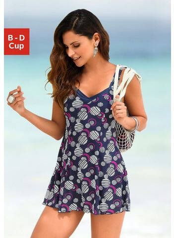 Lascana Zwemjurk met modieuze cirkels en modellerend effect