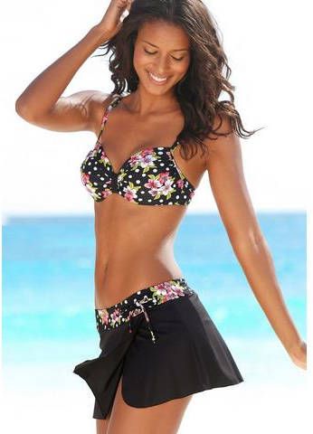 Lascana Zwemrokje, met geïntegreerd bikinibroekje met bloemdesign