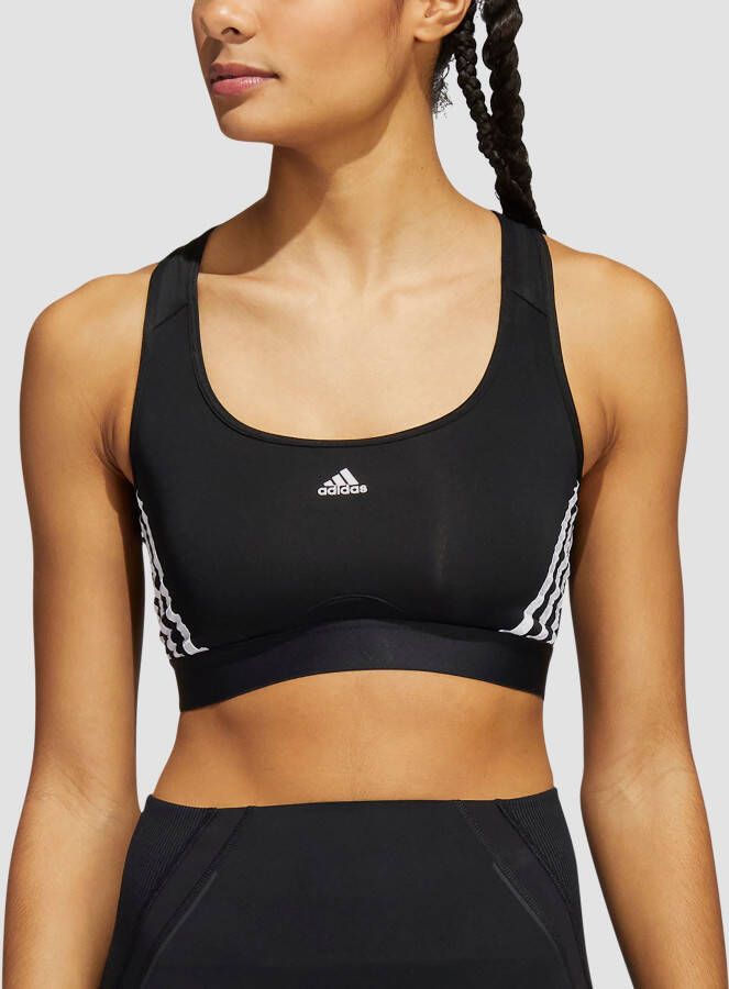 Adidas powerreact training medium impact sportbh zwart dames