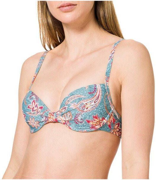 ESPRIT Women Beach beugel bikinitop met all over print lichtblauw/oranje