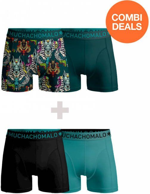 Muchachomalo Jongens 2+2 Pack Boxershorts Print/Effen