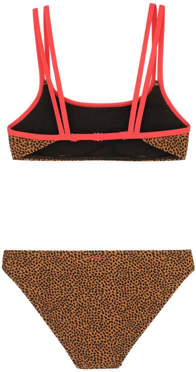 Protest crop bikini Dove met all over print lichtbruin