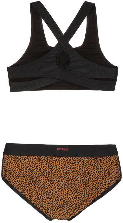 Protest crop bikini Line met printopdruk zwart/bruin