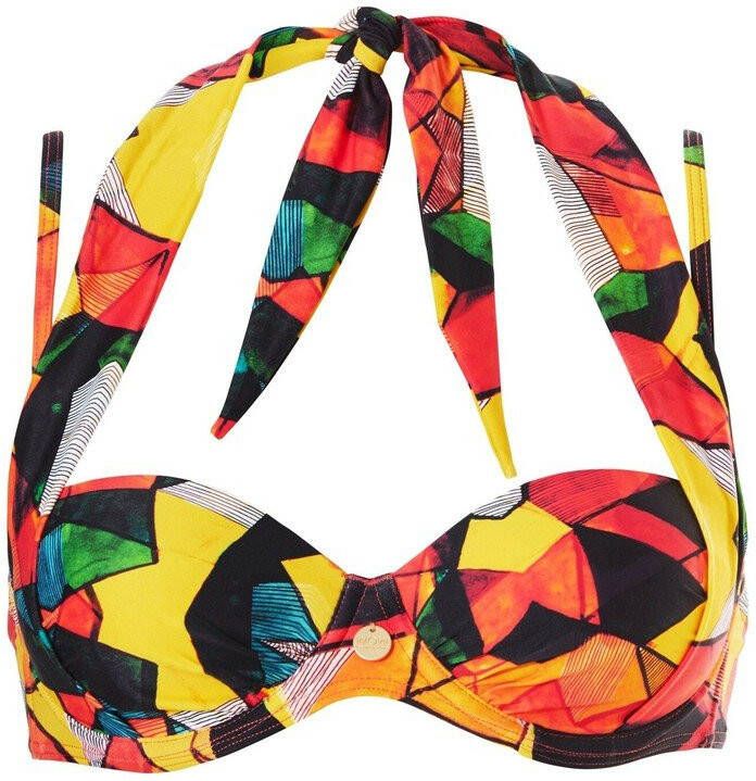 TC WOW strapless beugel bikinitop met all over print rood