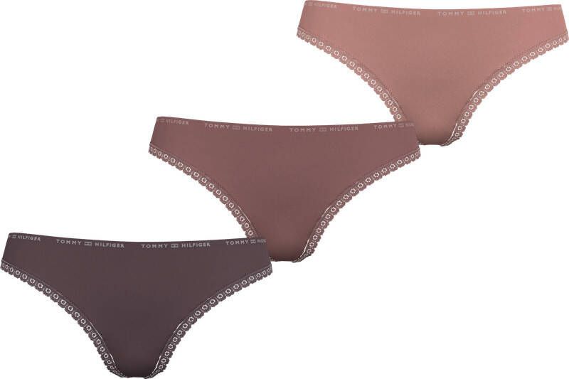 Tommy Hilfiger Box of 3 thongs , Bruin, Dames