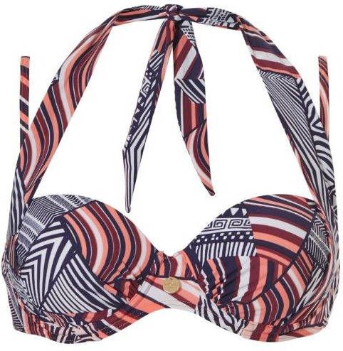 TC WOW strapless beugel bikinitop met all over print oranje/zwart/wit