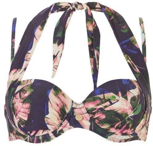 TC WOW strapless beugel bikinitop met all over print marine