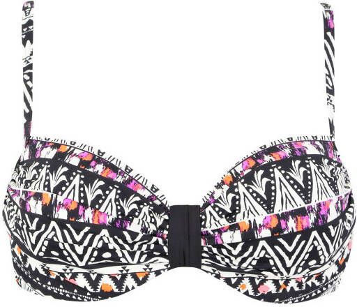 Lascana beugel bikinitop met all over print zwart/wit/roze