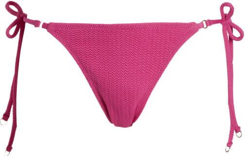 Seafolly strik bikinibroekje met rib structuur roze