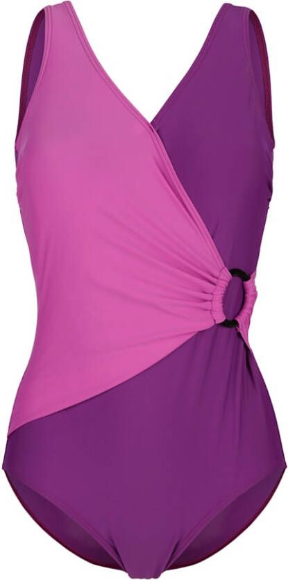 maritim Badpak met siergesp voor Bordeaux/Fuchsia