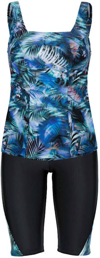 SUNMARIN Tankini met modieus fietsbroekje Zwart/Turquoise
